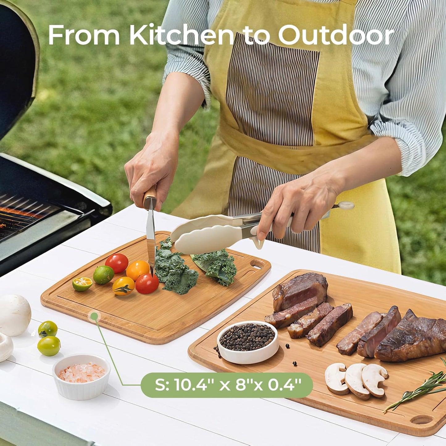 Keechee Dishwasher Safe Bamboo Cutting Board, Lightweight & Durable Wood Cutting Board, Reversible with Juice Groove, Easy to Store & Clean, Ideal Kitchen Gift for Home Cooks