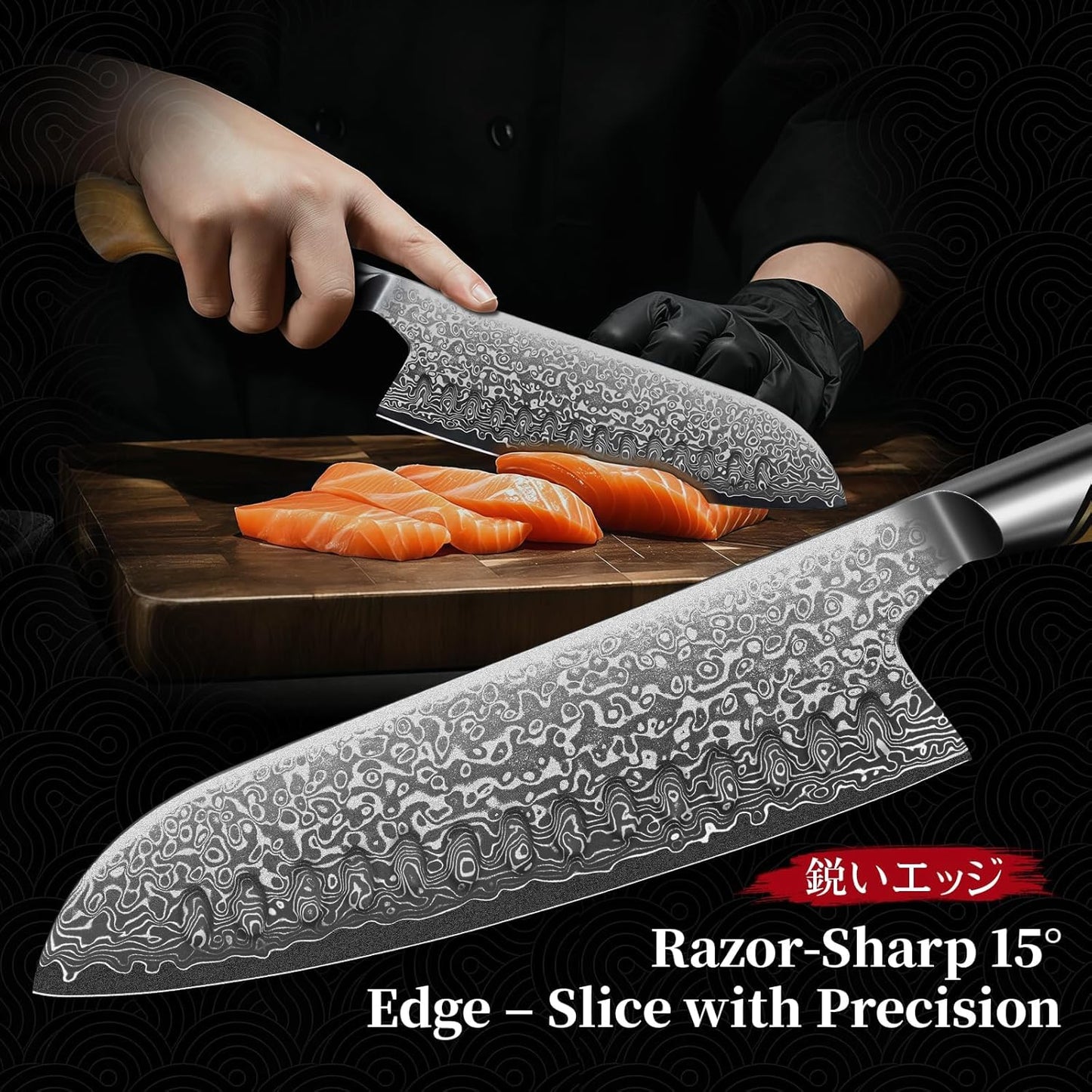 TIVOLI Japanese Gyuto Knife 10 Inch– VG-10 Damascus Chef Knife with Razor Sharp Blade and Ergonomic Olive Wood Handle, Ideal for Meat, Vegetables & Daily Cooking