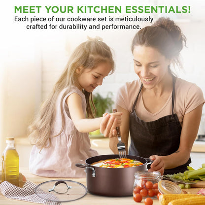 NutriChef 54-Piece Kitchen Cookware Set – Complete Non-Stick Ceramic Pots and Pans Set with Utensils, Bakeware, and Knife Set, Gas, Electric & Induction Compatible, Blush Pink Kitchen Essentials