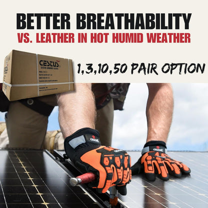 Cestus 6161, ANSI A6 Cut Resistant Impact Gloves (1,3,10,50 Pairs)