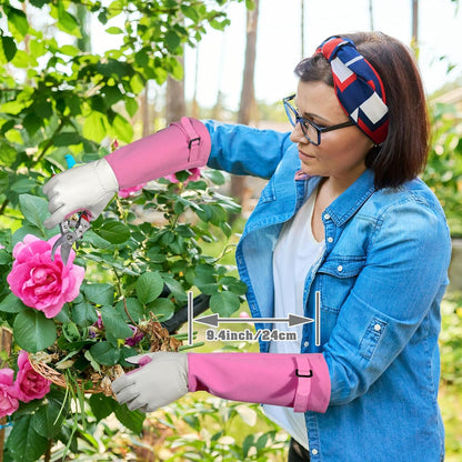 Long Gardening-Gloves Women/Men-Thorn proof Rose Pruning Heavy Duty Gauntlet, Best Garden Gifts for Gardener-L