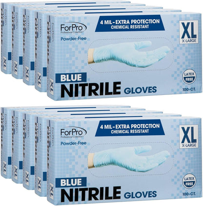 ForPro Disposable Nitrile Gloves, Chemical Resistant, Powder-Free, Latex-Free, Non-Sterile, Food Safe, 4 Mil