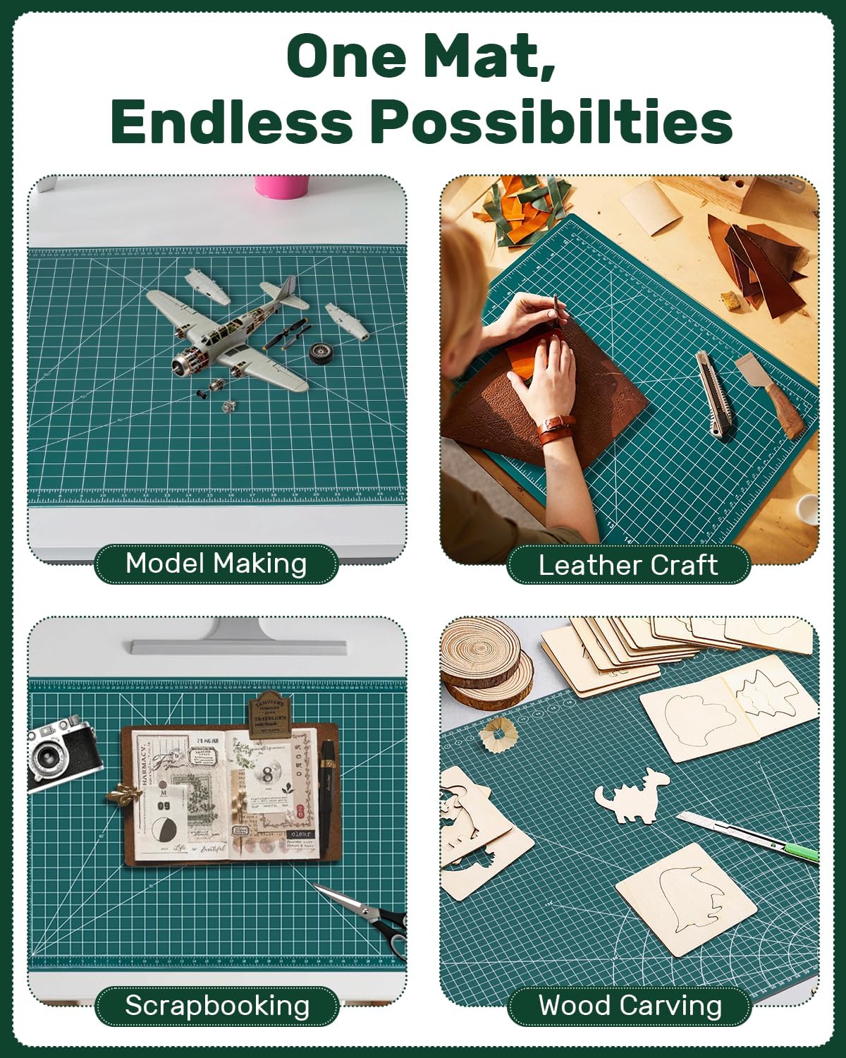 Foldable Self Healing Cutting Mat, 17" x 11", Rotary Cutting Mat for Sewing, Quilting, Scrapbooking, Craft Cutting Board for Hobby Use(A3)