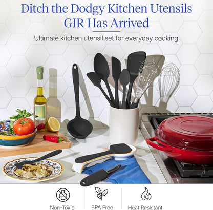 GIR: Get It Right 5 Piece Silicone Ultimate Kitchen Utensils Set - Ladle, Spatula, Flip, Spoon & Spoonula - Non-Toxic Cooking Utensils for Nonstick Cookware, Cooking and Baking - Red