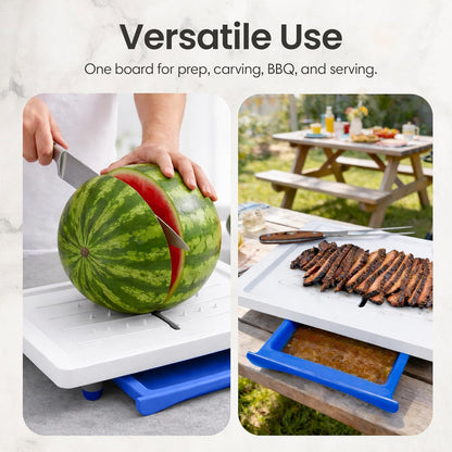 Large Cutting Board - Karving King Plus Meal Prep System with Juice Groove, Spikes, Drip Tray & Removable BPA Free Cutting Board - Patented Multi-Feature Design Carving Board - BBQ & Kitchen Essential
