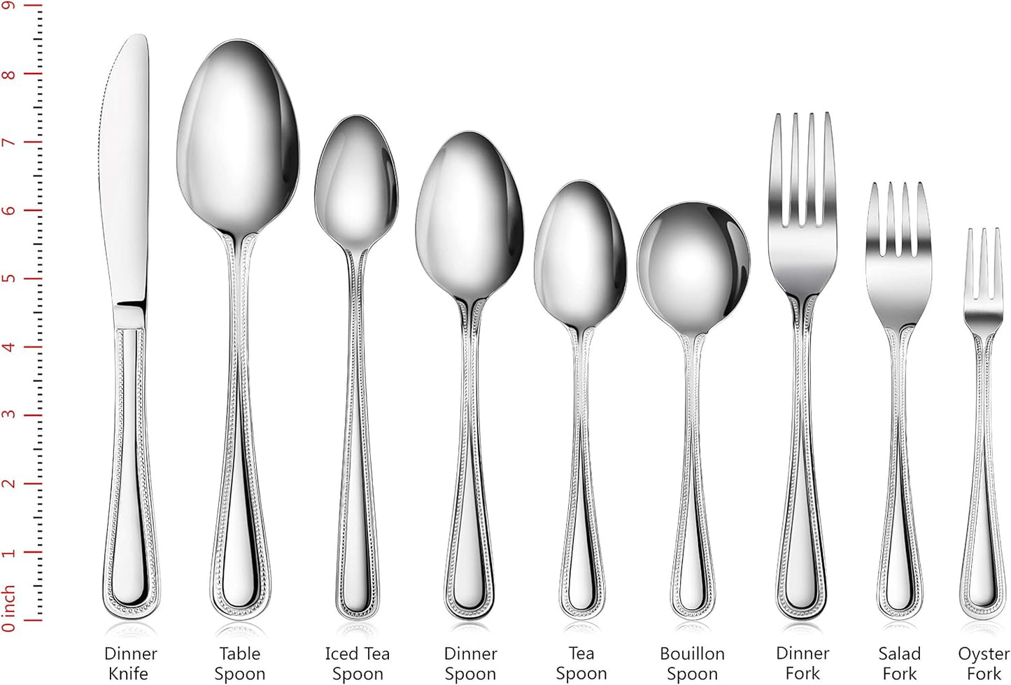 New Star Foodservice 58505 Bead Pattern 18/0 Stainless Steel, Oyster Fork 6-Inch Set of 12