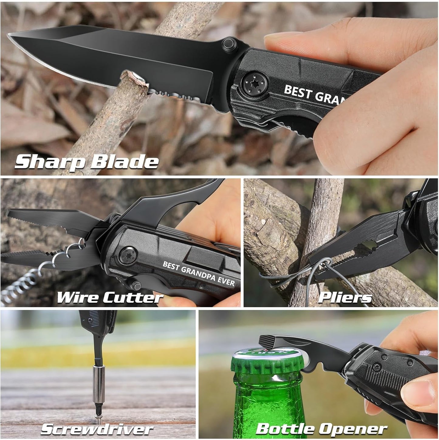 Gifts for Men Him Dad Boyfriend,Multitool Pocket Knife for Men,Anniversary Christmas Gifts for Birthday,Hiking Camping Knife with Screwdrivers Pliers Bottle Opener