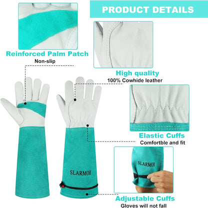 Long Gardening-Gloves Women/Men-Thorn proof Rose Pruning Heavy Duty Gauntlet, Best Garden Gifts for Gardener-L