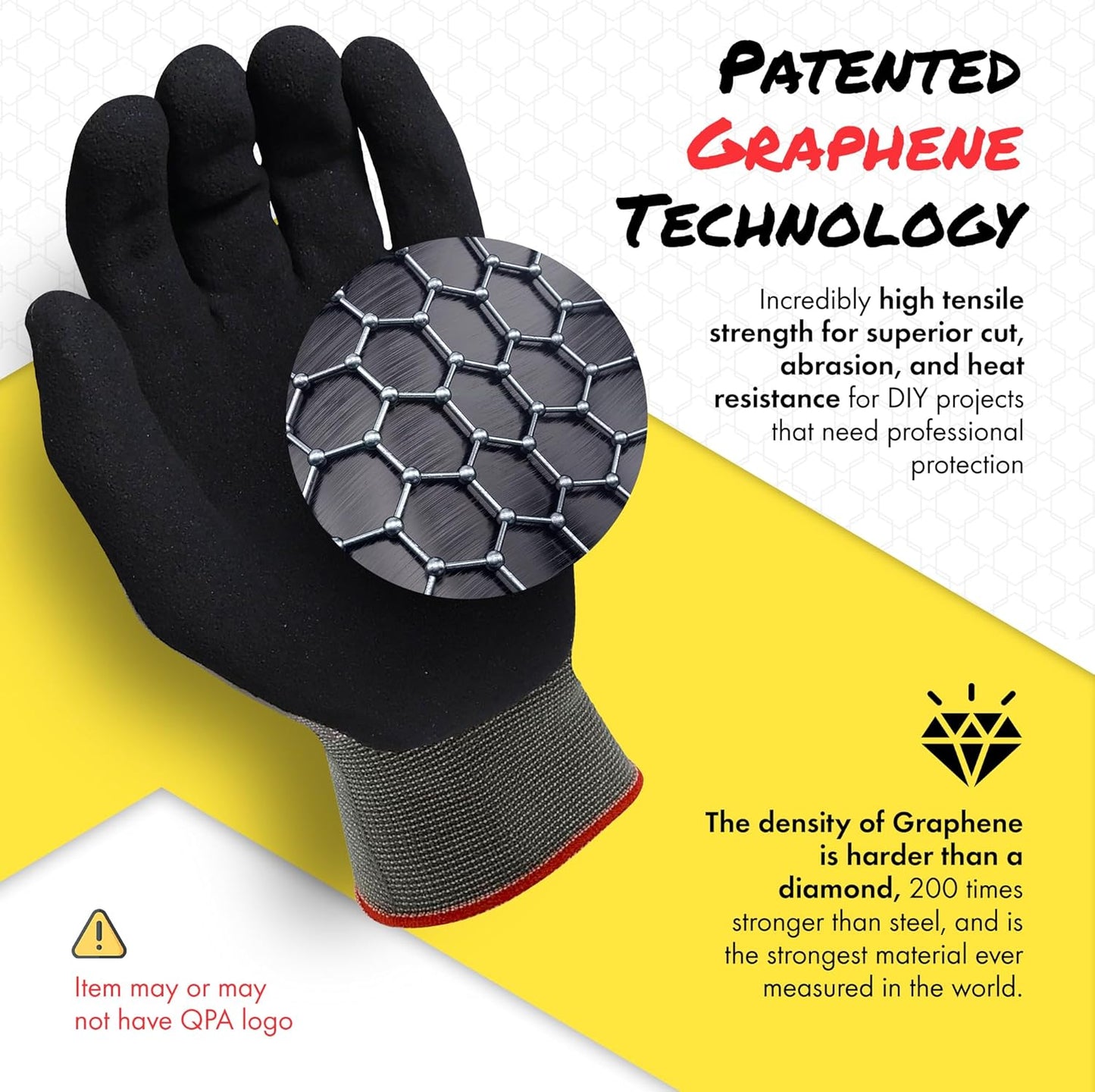 Quest Protective Apparel Cut Resistant Work Gloves (ANSI A1) – Lightweight Graphene Gloves for Gardening, DIY, Mechanical & General Handling – Breathable Grip Gloves for Men & Women – Large, Pack of 3