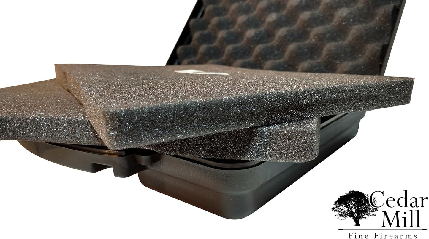 Cedar Mill Fine Firearms TSA Approved Hard Gun Case – Airline Approved Lockable Pistol Carrying Case with Dual Latch & Customizable Foam – Fits 9mm Handgun, Revolver & Firearm for Travel & Range Use