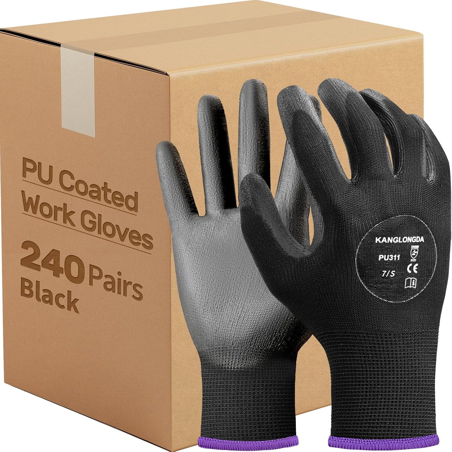 Kebada W1 Work Gloves for Men and Women, PU Coated Safety Gloves with Grip, Touchscreen, Ideal for Warehouse Package Handling, Construction, Gardening, 12 Pairs Gray Large