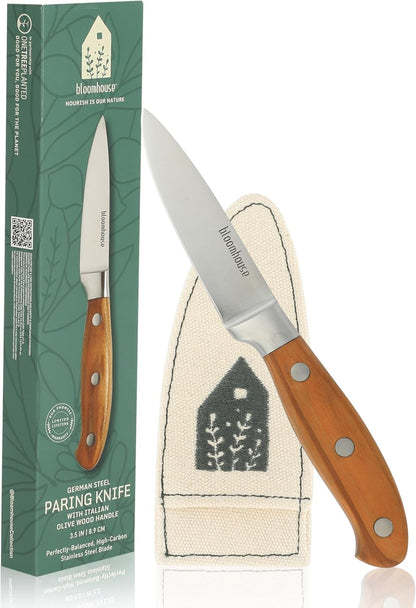 Bloomhouse - Two Time Oprah's Favorite Things Winner - 5" Utility Boning Kitchen Knife German Stainless Steel Blade w/Forged Italian Olive Wood Handle Full Tang for Meat Poultry & Precision Cutting