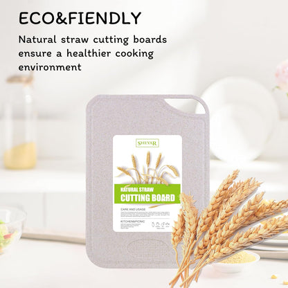 Cutting Board for Kitchen, Wheat Straw Fiber Cutting Board, Dish Washer Safe, w/Juice Grooves for Meat, Veggies, Easy Grip Handle, Non-slip Surface Eco-friendly Serveware Accessories （10‘x6.3’）