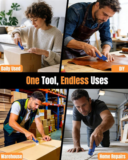 VOTREK® Box Cutter Retractable| Metal Utility Knife Set【Built-In Storage】 Tool-Free Quick Blade Change| Safety Lock| Extra 10 Sharp SK5 Blades| 2-Pack Heavy Duty Razor Knife for Cardboard & Plastic