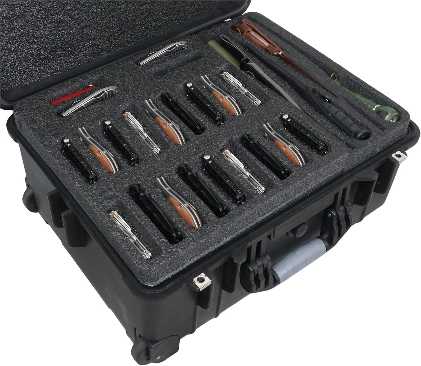 Case Club 147 Folding Knife Case - Hard Sided Travel and Storage Organizer fits a Variety of Folding Knives, Swiss Army Knives, Butterfly Knives, Fixed Blades & More. Lockable, Rugged, Waterproof.