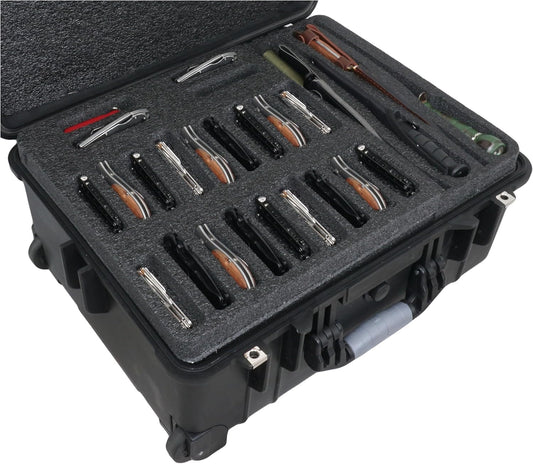 Case Club 147 Folding Knife Case - Hard Sided Travel and Storage Organizer fits a Variety of Folding Knives, Swiss Army Knives, Butterfly Knives, Fixed Blades & More. Lockable, Rugged, Waterproof.