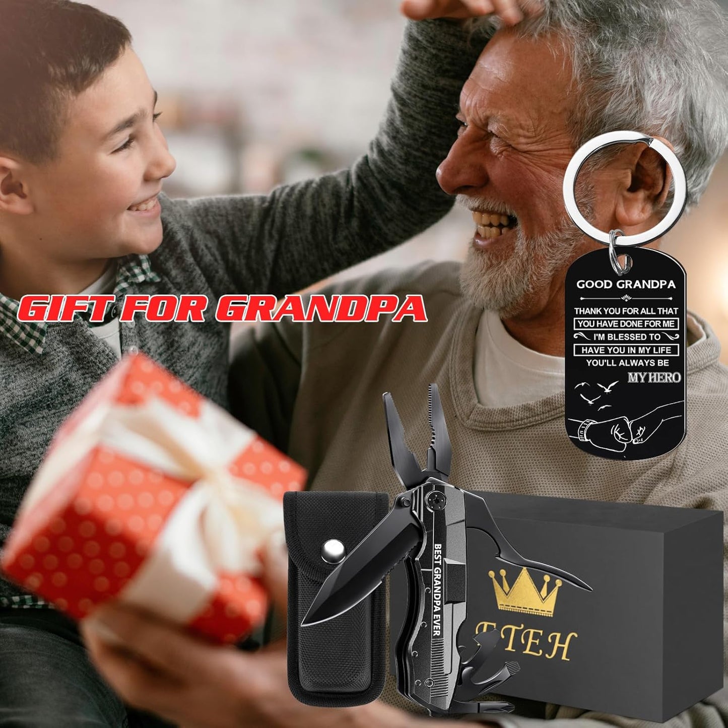 Gifts for Men Him Dad Boyfriend,Multitool Pocket Knife for Men,Anniversary Christmas Gifts for Birthday,Hiking Camping Knife with Screwdrivers Pliers Bottle Opener