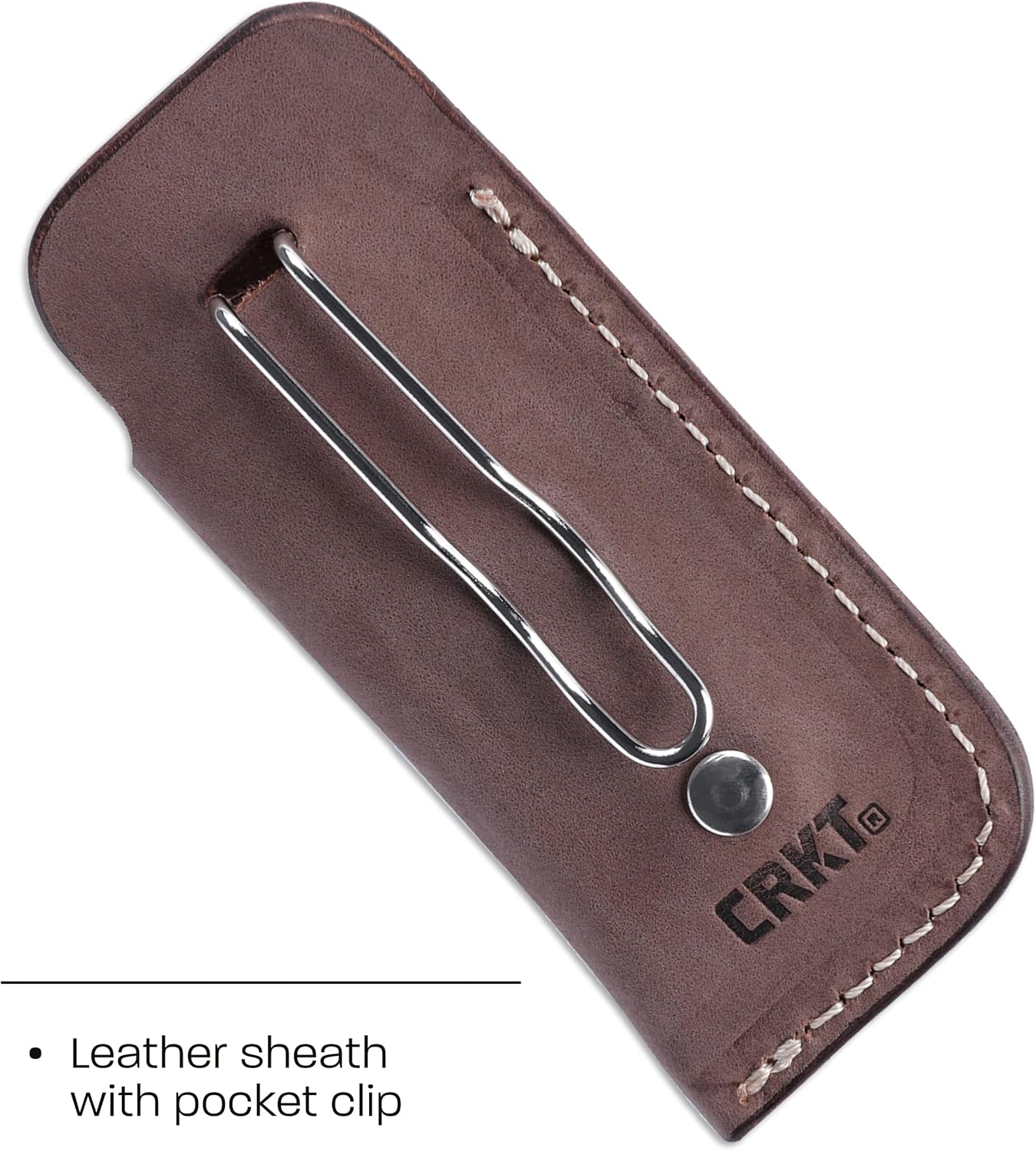 CRKT Folding Knife Leather Sheath w/Pocket Clip, D7071