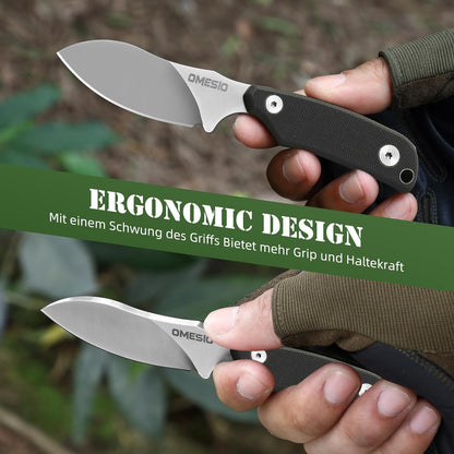 Omesio Neck Knife, Full Tang EDC Knife Necklace for Men, 5.82" Fixed Blade with Kydex SHeath and Clip, Nessmuk Blade Small D2 Steel G10 Handle for Outdoor, Survival, Camping
