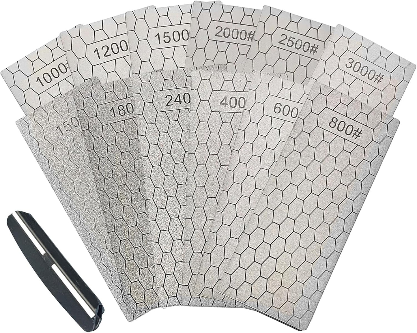 Diamond Sharpening Stone Set,8 Pcs Diamond Lapping Plate Coarse/Medium/Fine Grit Sharpener,240/400/600/800/1000/1500/2000/3000 Grit，Perfect Assistance Sharpener Angle Guide