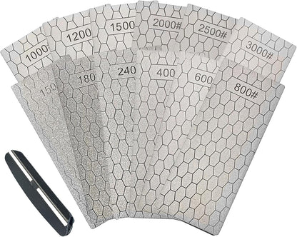 Diamond Sharpening Stone Set,8 Pcs Diamond Lapping Plate Coarse/Medium/Fine Grit Sharpener,240/400/600/800/1000/1500/2000/3000 Grit，Perfect Assistance Sharpener Angle Guide