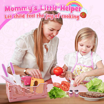 9 Pcs Kids Safe Knife Set for Real Cooking, Kids Kitchen Knife Set with Cutting Board,Crinkle Cutter,Sandwich Cutter, Montessori Kitchen Tools for Toddlers Kid 3-10 Years Old Girl Boy Birthday Gifts