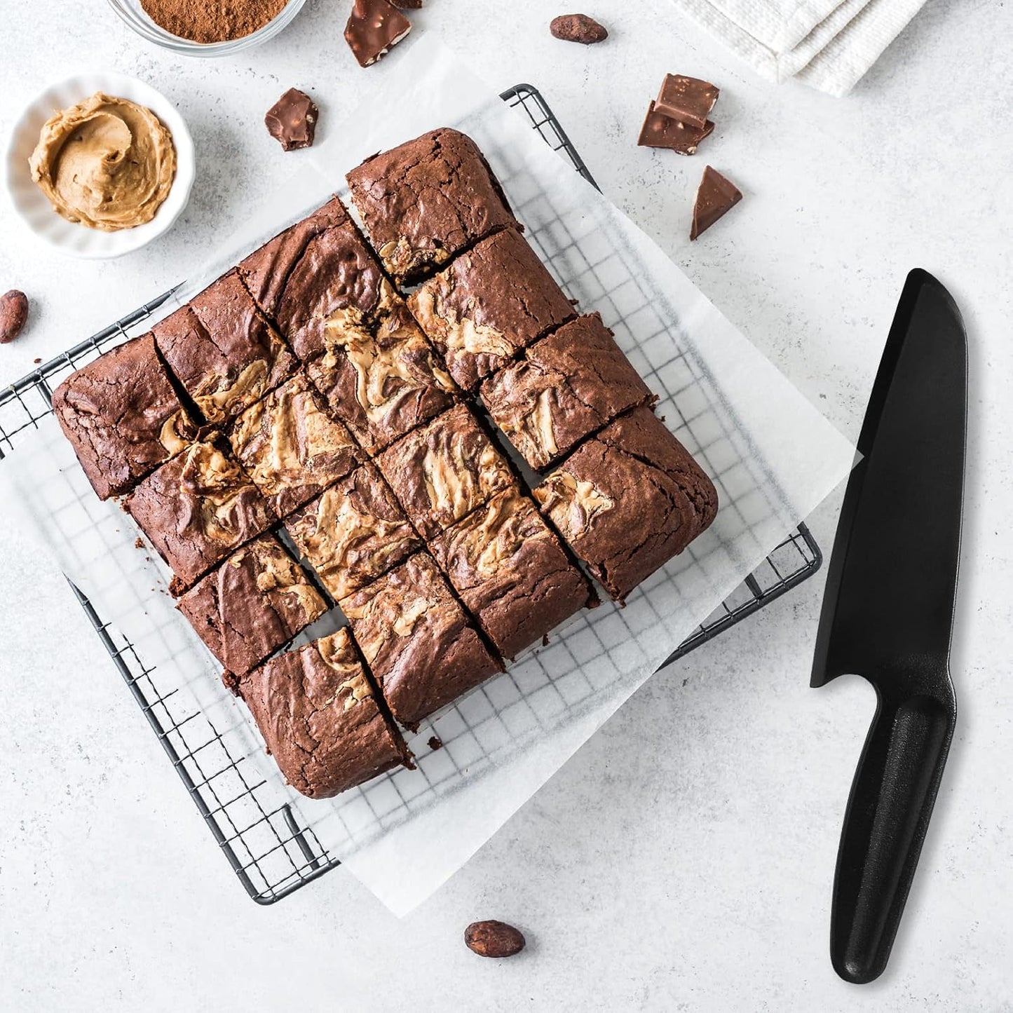 ReneeChef Professional Nylon Knife for Nonstick Pans, Kitchen Knife Safe for Kids, Nonstick Knife Heat-resistant Best for Cutting Brownies, Cakes, Bread, Lasagna, Cheese, Pizza, Pie etc.