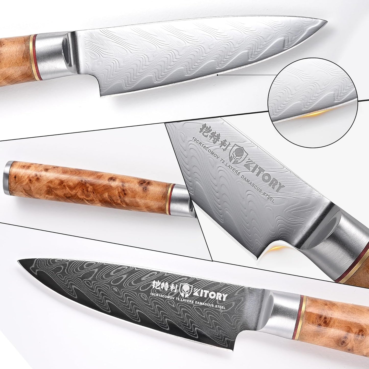 Damascus Paring Knife 3.5”, Peeler for Fruit, 73 Layers Damascus Steel Small fruit Knife with 10Cr15CoMoV Cutting Core, White Shadow Wood Handle, for Home & Restaurant, 2026 Gift