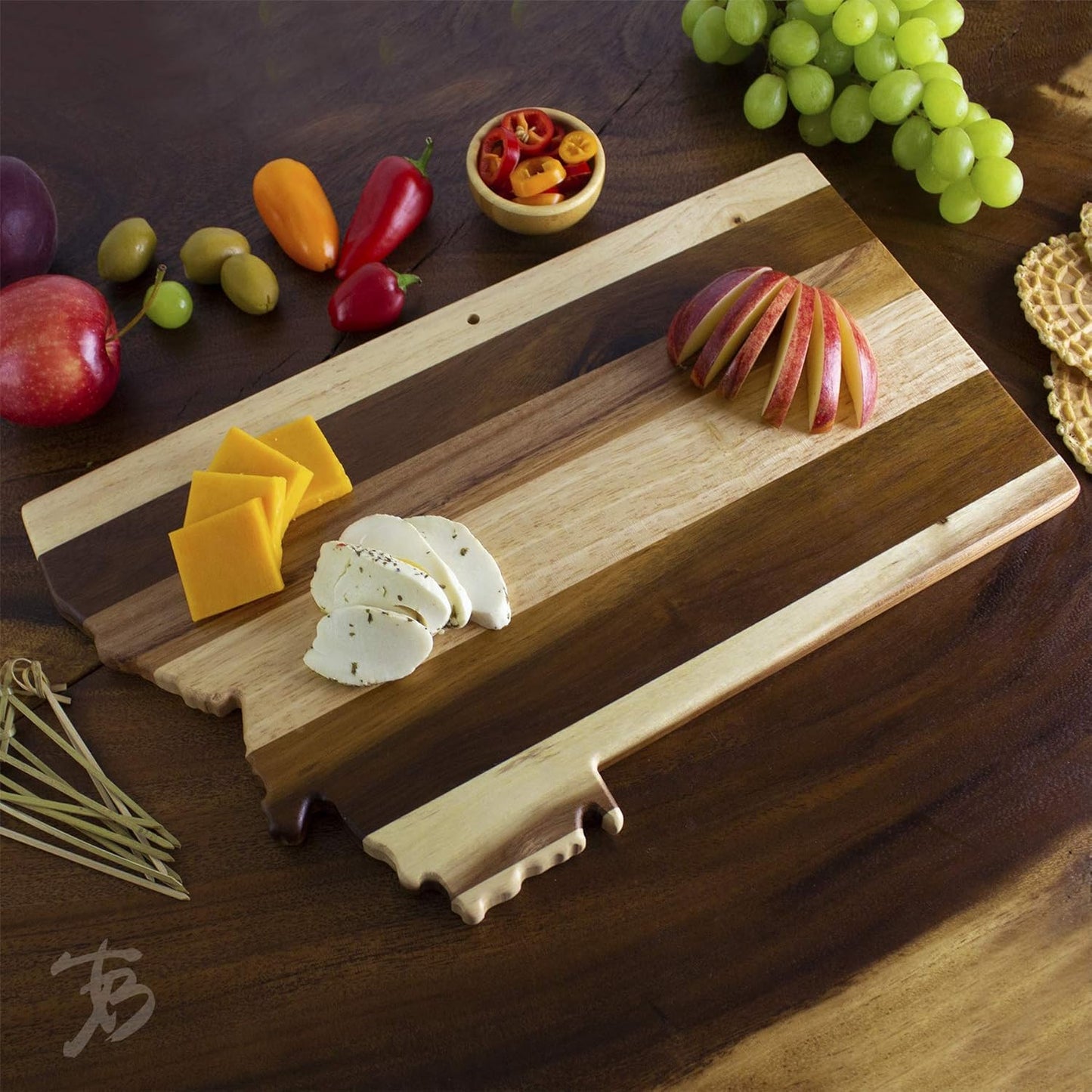 Totally Bamboo Rock & Branch Series Shiplap Michigan State Shaped Wood Serving and Cutting Board | Great for Wall Art