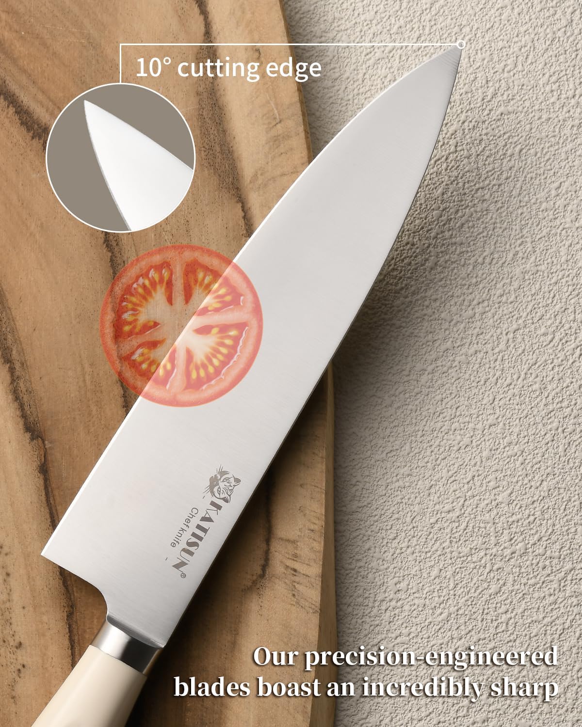 15-Piece White Kitchen Knife Set with Built-in Sharpening Stone, Ergonomic Triple Rivet Fixed Handles, Dishwasher Safe