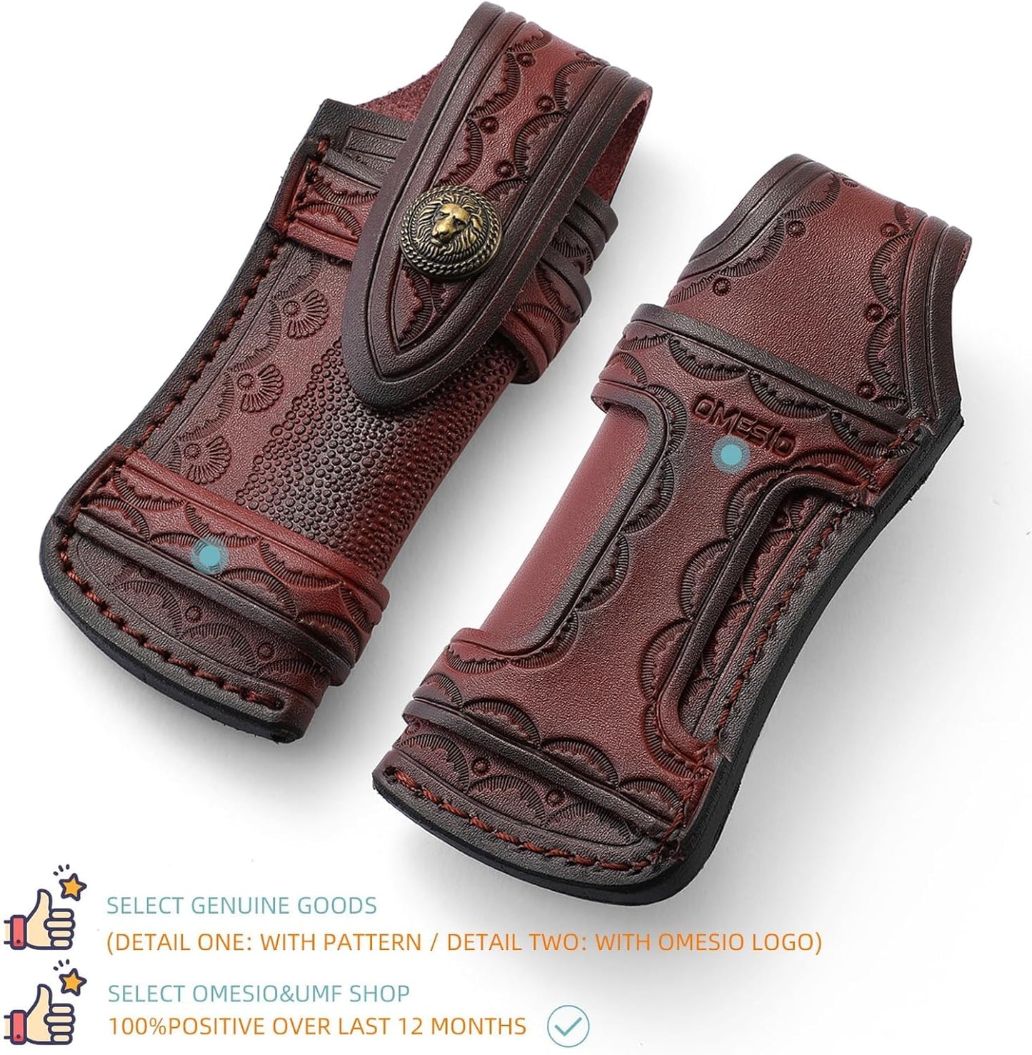 Omesio Pocket Knife Sheath, 4.53" Folding Leather Case, Horizontal Belt Sheath