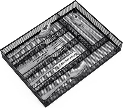 Neudeco Silverware Organizer,Mesh Drawer Organizer for Kitchen，Metal Utensil Organizer for Flatware, Knives, Spoons,Cosmetic (Silver 9 * 3 * 2 inch Pack6)