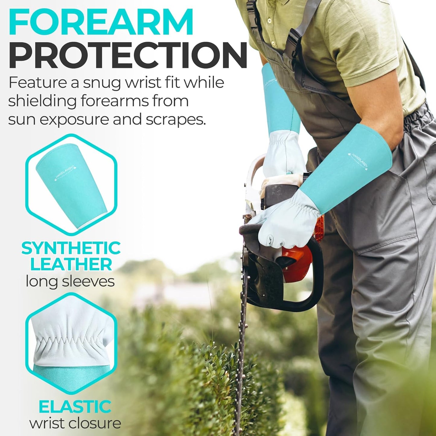 HANDLANDY Rose Pruning Gloves for Men & Women, Long Thorn Proof Gardening Gloves, Breathable Pigskin Leather Gauntlet, Best Garden Gifts & Tools for Gardener