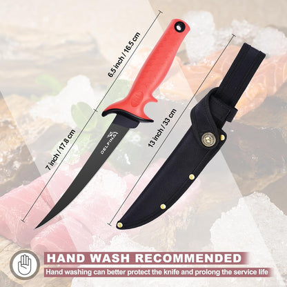 DELFINA 9 inch Fillet Knife For Fish, Ergonomic Soft Handle & Sheath, German Steel, Ideal for Filleting & Deboning