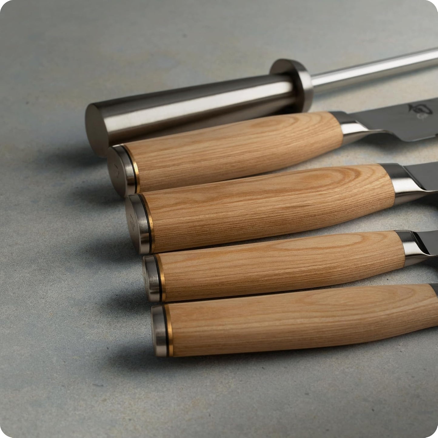 Shun Premier 8 Piece Professional Block Set, Features 6 Shun Premier Knives, Honing Steel and 11-Slot Bamboo Knife Block, Handcrafted Japanese Knife Set, Pakkawood Handles