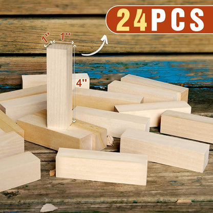 Basswood Carving Blocks, 19PCS Whittling Wood Blocks Kit with 3 Different Sizes, Bass Wood for Carving Easy to Use, for Kids and Adults