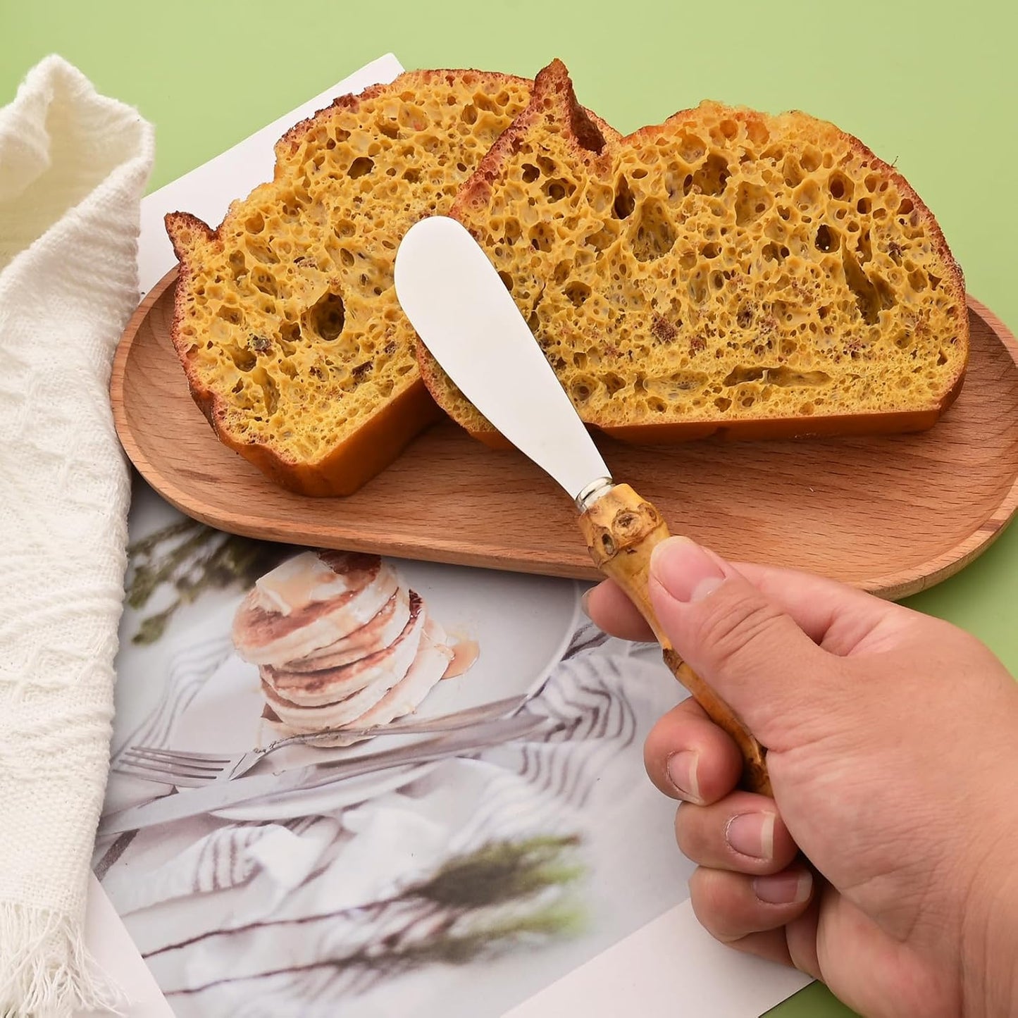 12 Pcs Cheese Spreader Knives, Stainless Steel Butter Spreader with Bamboo Handle, Kitchen Use Butter Knives Set, For Sandwich Cream Jam Bread Cake Condiment, 6.3 inch