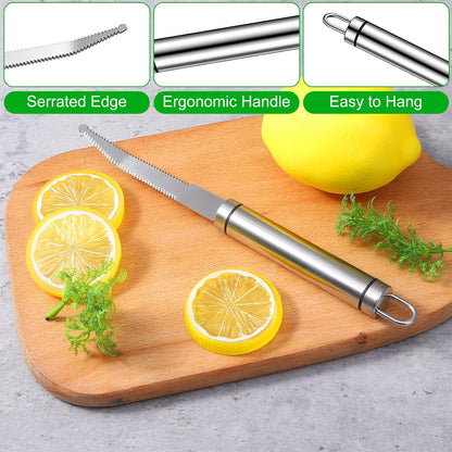 2PCS Grapefruit Knife Stainless Steel Curved Serrated Blade, Versatile Fruit Cutter, Kitchen Tool for Grapefruits, Oranges, Lemons, Citrus, Kiwi, Citrus Fruit