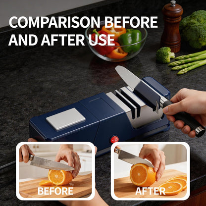 Electric knife sharpener, Professional Diamond Sharpening System with Replaceable Sharpening Abrasives, Fast Sharpening to Restore & Polish Chef Knives (HA1)