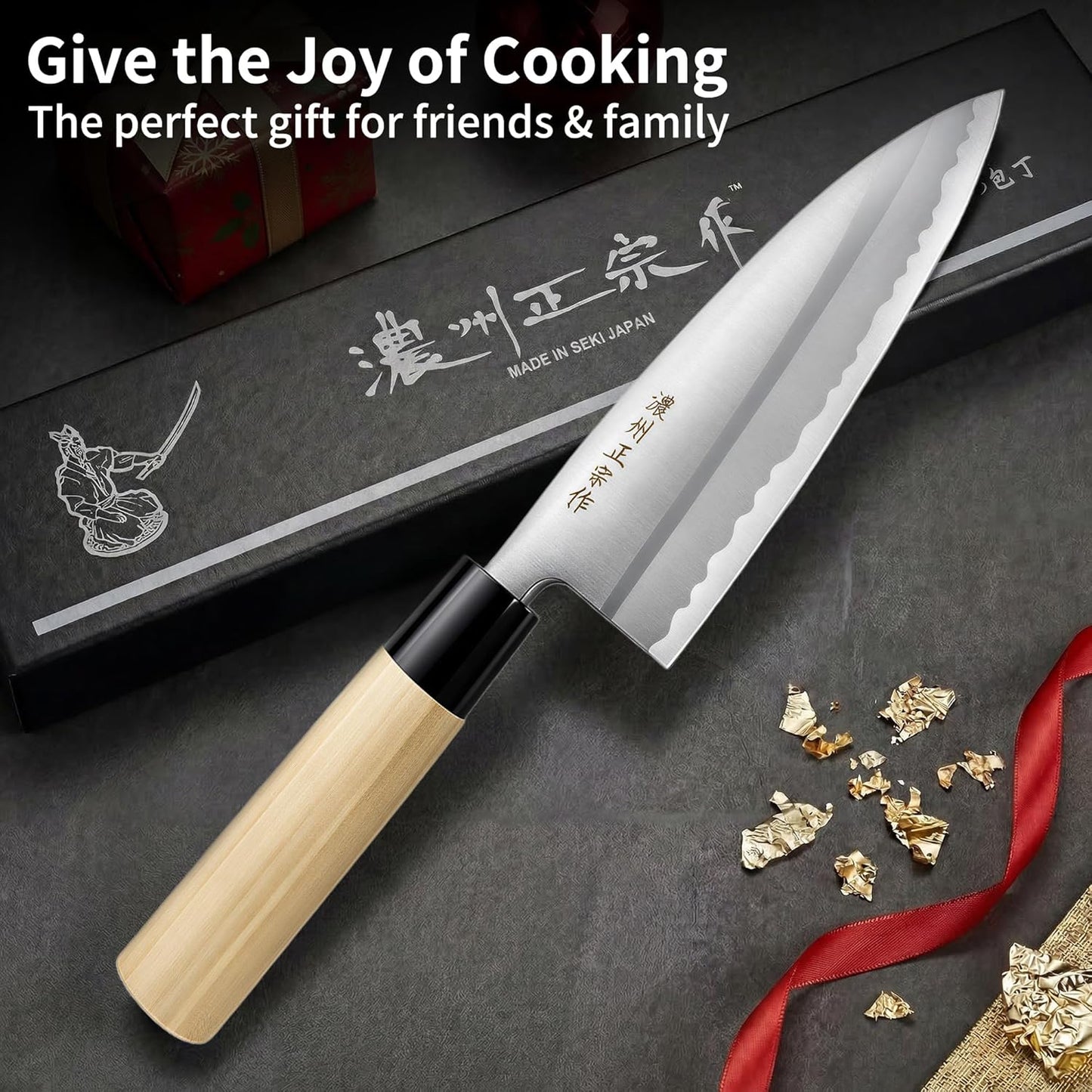 6.7 Inch Santoku Knife, Made in Japan, High Carbon Molybdenum Stainless Steel Japanese Chef Knife with Sakura Handle, Kitchen Knife for Slicing Meat, Vegetable & Fruit