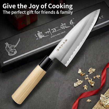 6.7 Inch Santoku Knife, Made in Japan, High Carbon Molybdenum Stainless Steel Japanese Chef Knife with Sakura Handle, Kitchen Knife for Slicing Meat, Vegetable & Fruit