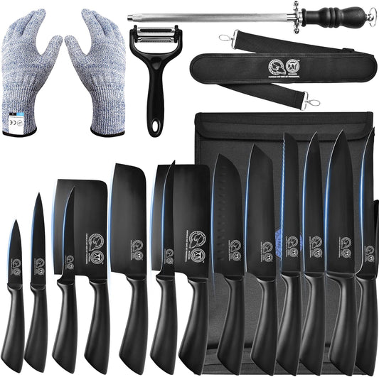 XYJ Knives Authentic Since 1986,Chef Knife Professional Set with Bag,Cleaver Butcher Knife for Meat Cutting Bag