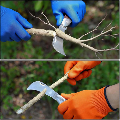 Precision Blade Folding Knife for Grafting & Pruning - 7.28” Total, Contoured Wood Handle, Perfect Control for Gardening, Crafting & Detail Work