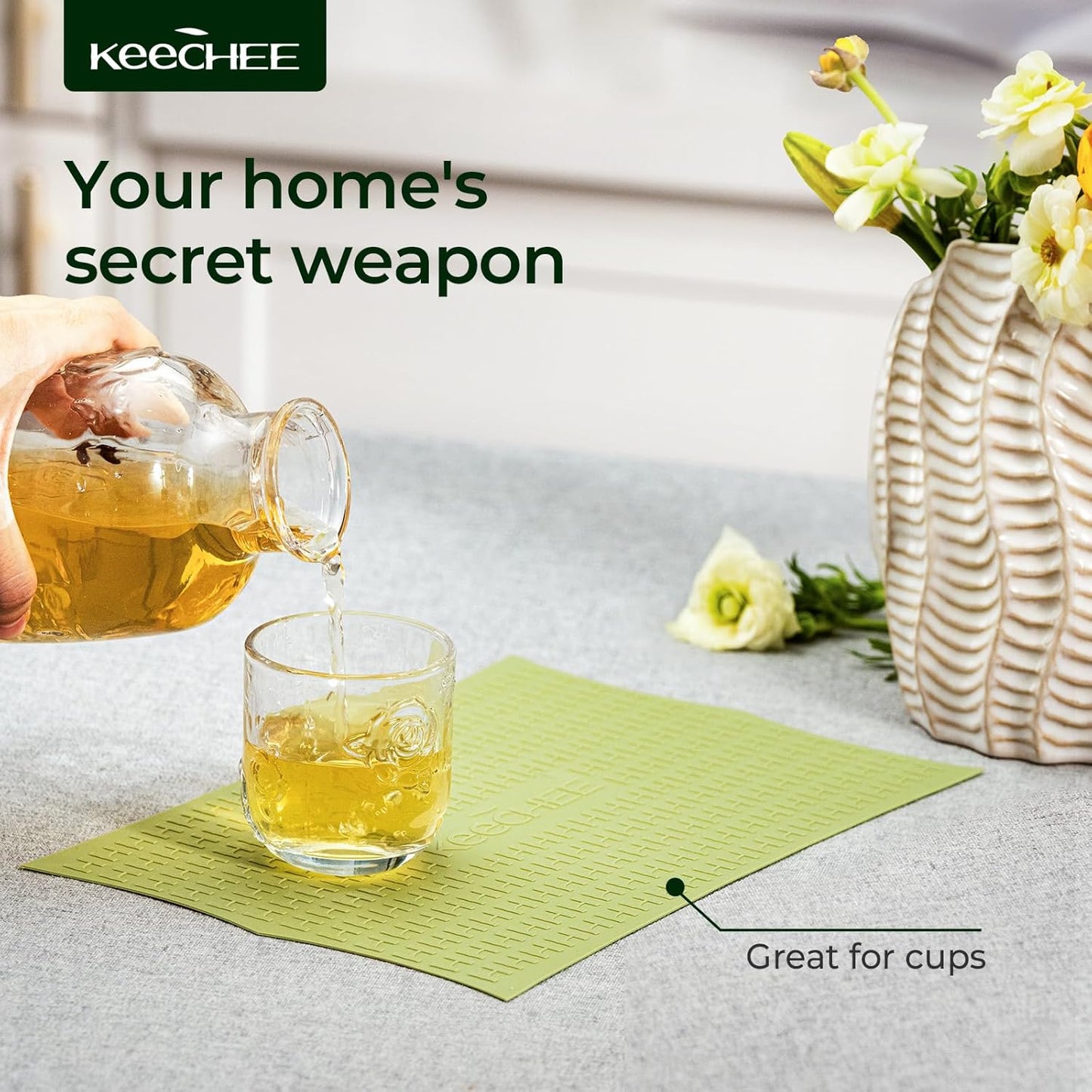 Keechee Silicone Non-Slip Mat for Cutting board, Preventing Cutting Injuries in the Kitchen Chopping Boards Feet for Kitchen Safe, Warm Gifts for Kitchen & Home Protector (Green)