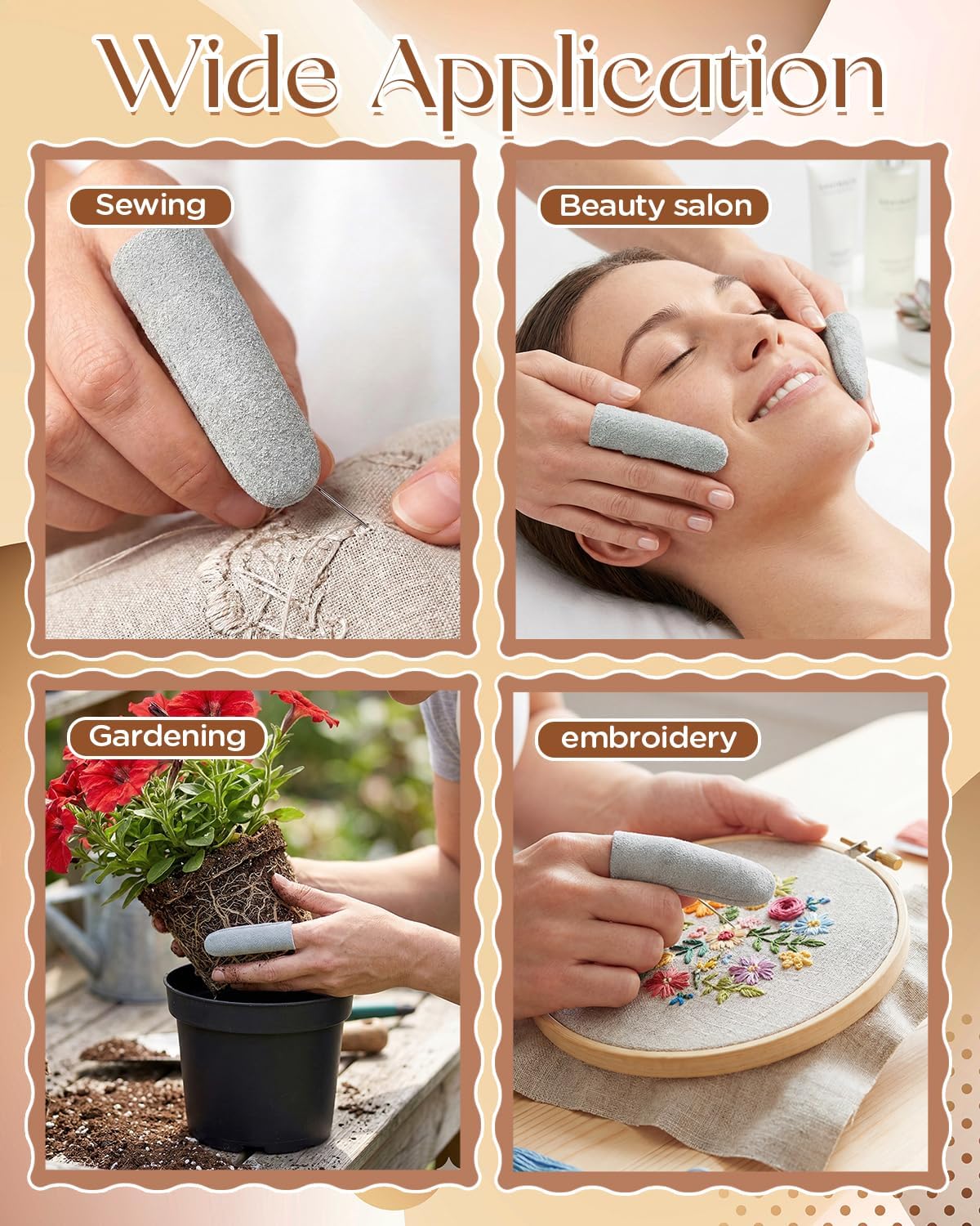EORTA 10 Pack Non-Slip Suede Finger Cots, Leather Finger Protectors for Needle Felting, Sewing, Electronics Repair, Knitting, Needlework, Embroidery & Crafts, Brown