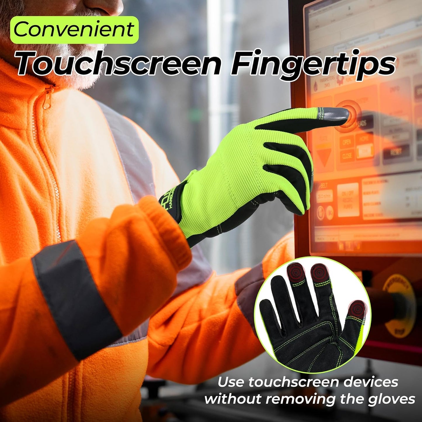 HANDLANDY Work Gloves for Men & Women, Utility Mechanic Working Gloves Touch Screen, Flexible Gardening Gloves for Yard