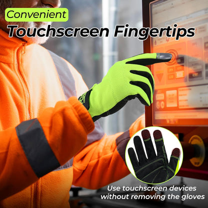 HANDLANDY Work Gloves for Men & Women, Utility Mechanic Working Gloves Touch Screen, Flexible Gardening Gloves for Yard