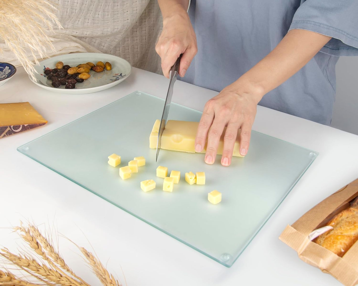 Kitchenville Glass Cutting Board 20”x16”: Tempered Glass Kitchen Counter Protector - Durable- Scratch-Resistant, Heat-Proof - Clear Design