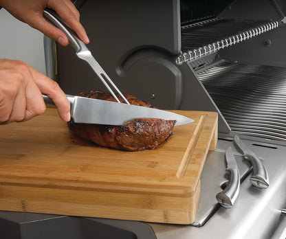 Napoleon PRO Bamboo Cutting Board with Stainless Steel Bowls 70012 Naturally Cutting Board with Two Stainless Steel Bowls, Chopping and Carving Meat