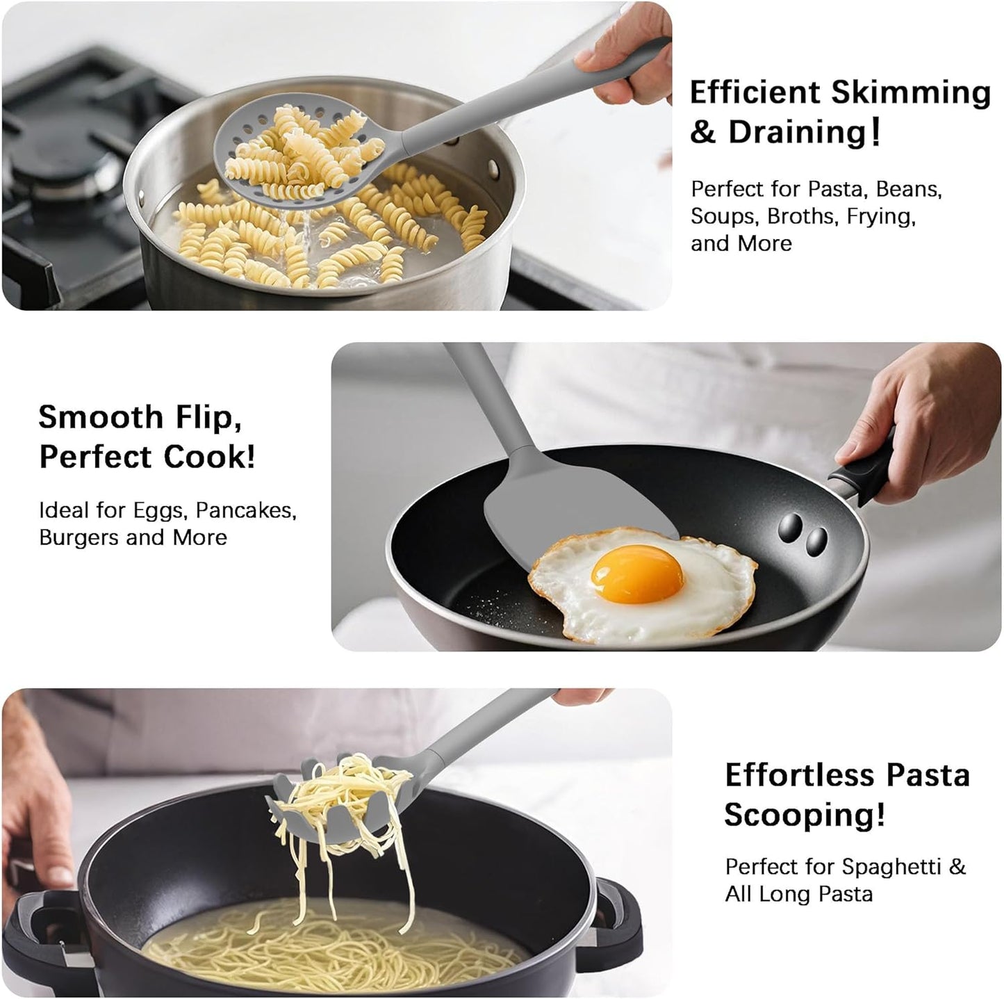 Coukre Silicone Kitchen Cooking Utensils Set with Holder – Heat-Resistant, Food-Grade Kitchen Tools, Spatula, Spoon & Gadgets for Non-Stick Pans, Dishwasher Safe (14, PureBlack)